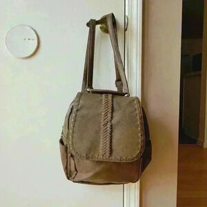 Revive Vintage Tan Vegan Backpack Magnetic Zio Brown Pockets Compartments